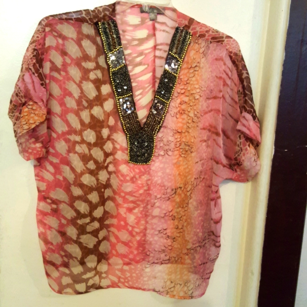 Forever 21 pink prints Boho blouse